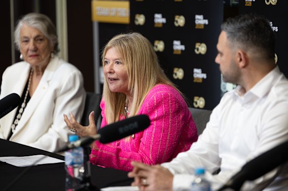 PNG Chiefs’ general manager of football Michael Chammas and CEO Lorna McPherson on Thursday.