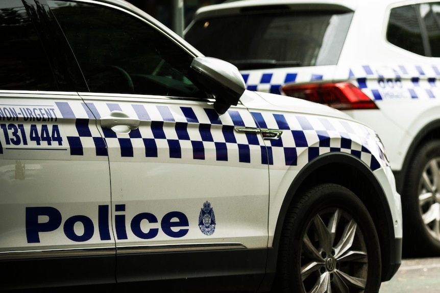 Two Victoria Police vehicles on the road.