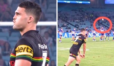 Nathan Cleary distracted by Bulldogs star Matt Burton during Penrith Panthers NRL loss