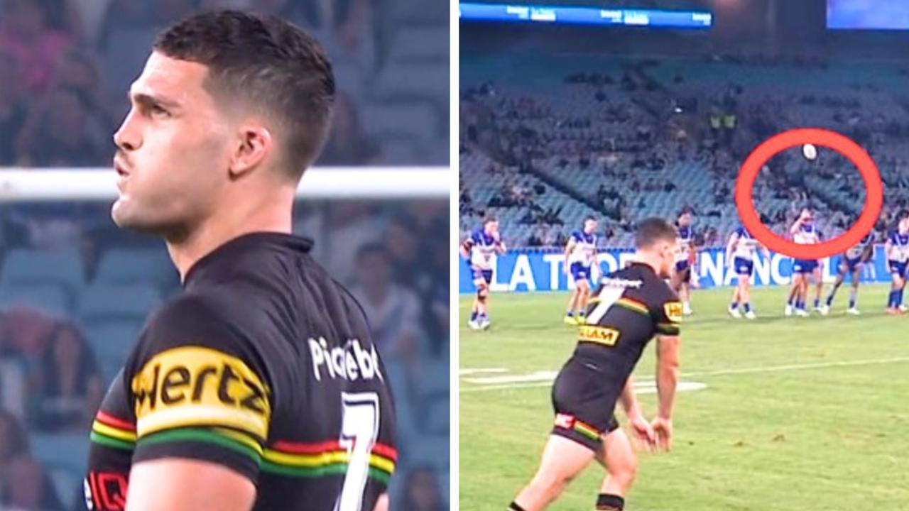Nathan Cleary distracted by Bulldogs star Matt Burton during Penrith Panthers NRL loss