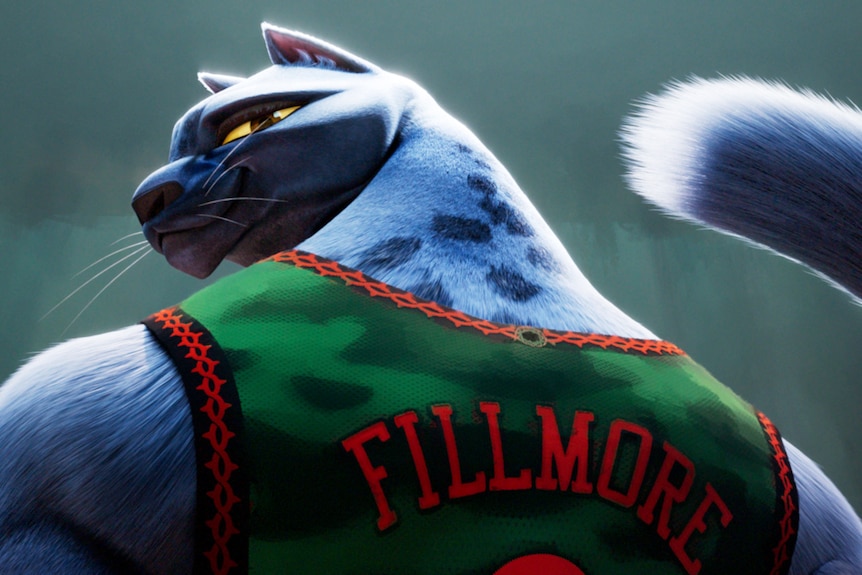 An animated panther looks over her shoulder