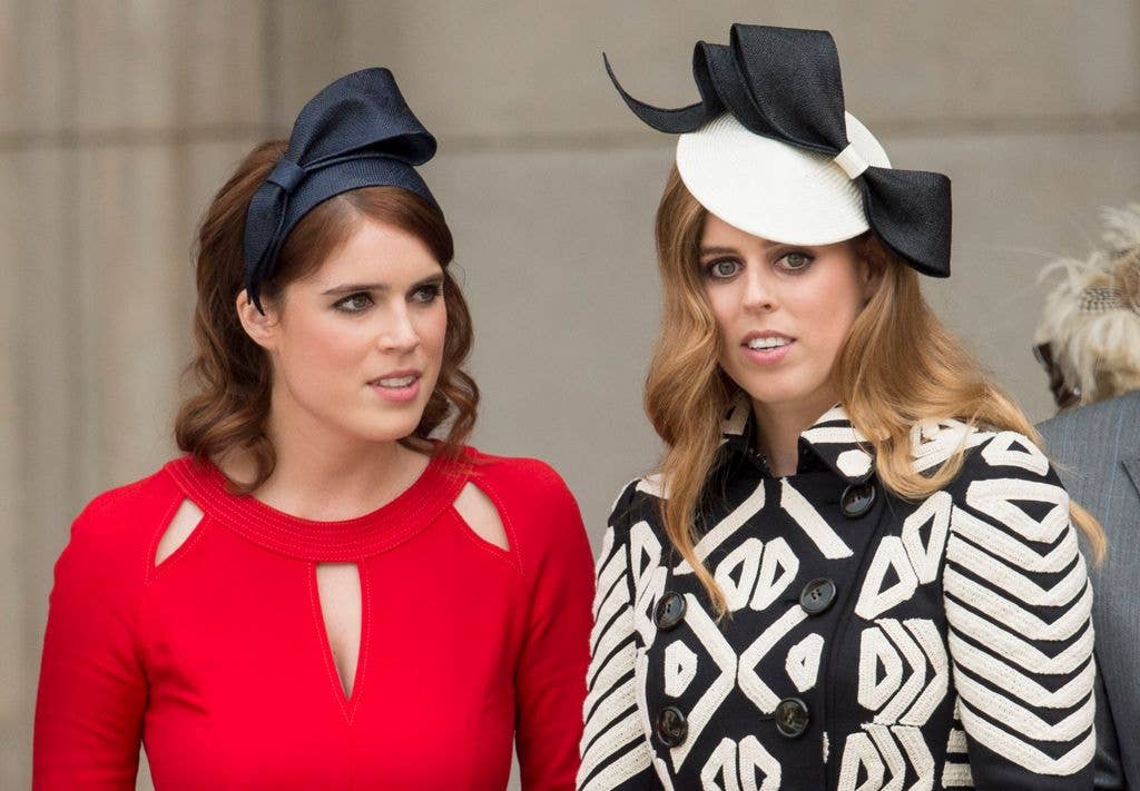 Princess Beatrice and Princess Eugenie attend a National Service of Thanksgiving as part of the 90th birthday celebrations for The Queen