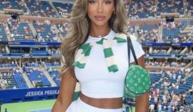 This since-deleted Instagram post from Lauren Blake shows an ostensibly doctored photo. While the post is geolocated at the Miami Open, the picture's background appears to be the US Open in Queens. The picture also includes a body and outfit nearly identical to the 2024 photo
