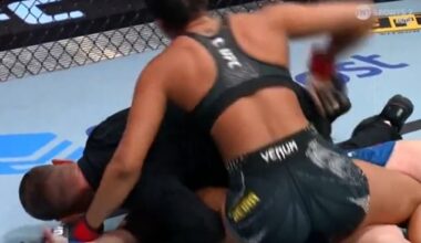 The referee was forced to step in and save glamorous UFC fighter Hailey Cowan after she was knocked out cold