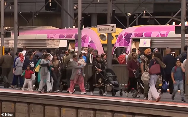 Aussies are having to put up with packed trains and platforms