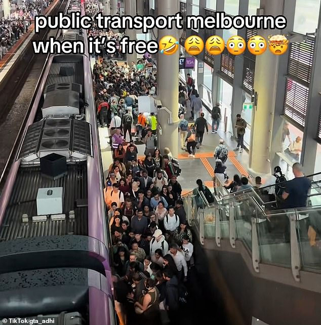 Free public transport in Melbourne has meant trains have been crammed in recent weeks