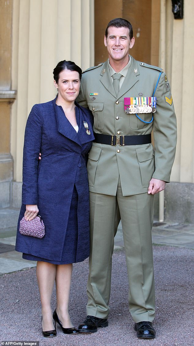 Ben Roberts-Smith and his then wife Emma in 2011 following an audience with Queen Elizabeth II after being presented with the Victoria Cross earlier in the year