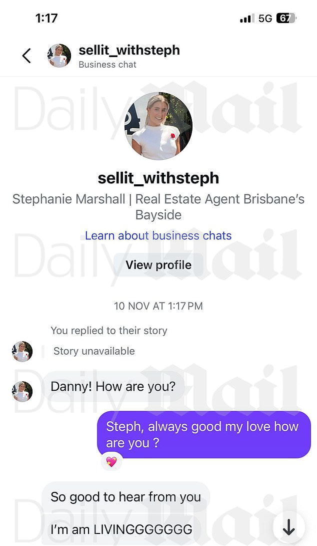 During the highly anticipated episode, producers will reveal Stephanie and Danny shared an Instagram message exchange (pictured, in part) days after Danny dumped Bec during the final vows