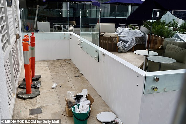 Building materials could be seen from the street on Friday afternoon