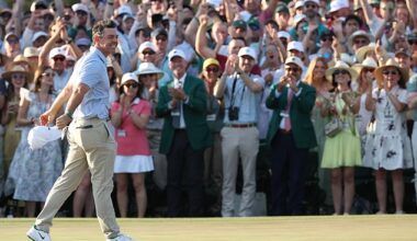 Unlike just about every other high-profile sporting event, The Masters golf tournament bans fans from bringing their mobile phones – meaning fans are always focused on the action, as they are in this photo of Rory McIlroy winning this year's crown