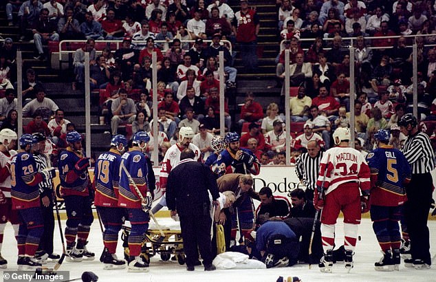 During a 1998 playoff series with Detroit, Blues defenseman Chris Pronger suffered cardiac arrest after being hit in the chest with a puck. The incident was blamed on commotio cordis