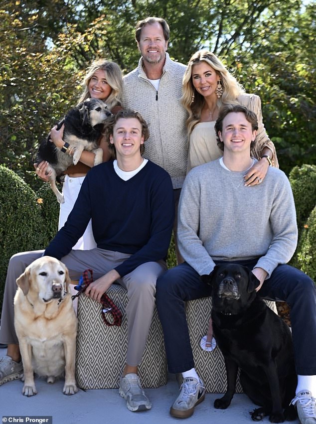 Chris Pronger, 51, is pictured with his wife, Lauren, and their children Jack, Lilah and George