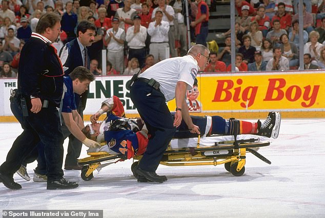 After taking a slap shot from Red Wings defenseman Dmitri Mironov directly to the chest, Pronger awoke to see concerned faces, crying teammates and his jersey sliced open