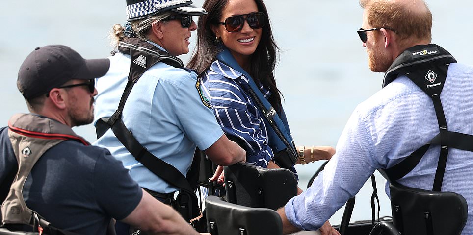 Meghan and Harry are escorted to a cruise on Sydney Harbour by NSW Police - after photos prove how YOU paid for HER to take a morning coastal walk