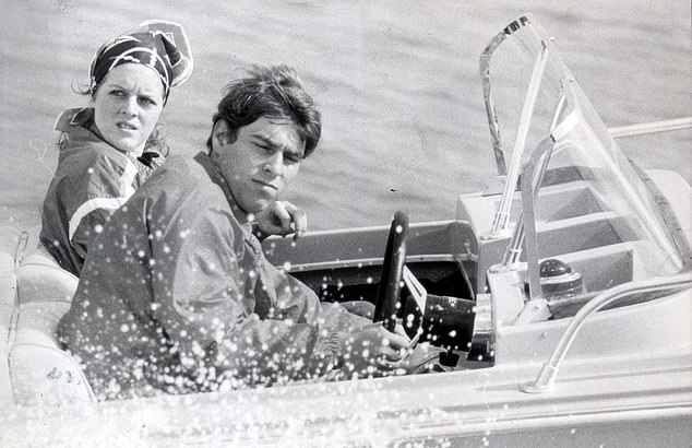 Andrew at Cowes in 1979 when he used waves from his speedboat to knock Charles off his windsurf board