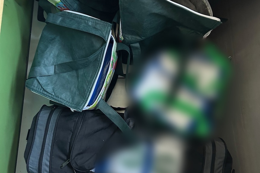 A blurred photo of bags of cocaine.