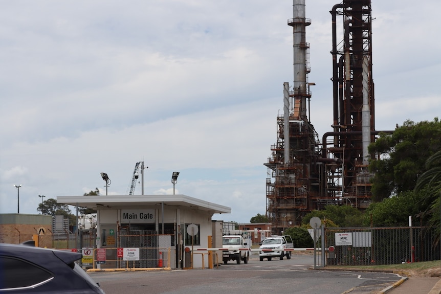 The entry gate to a petrol refinery.