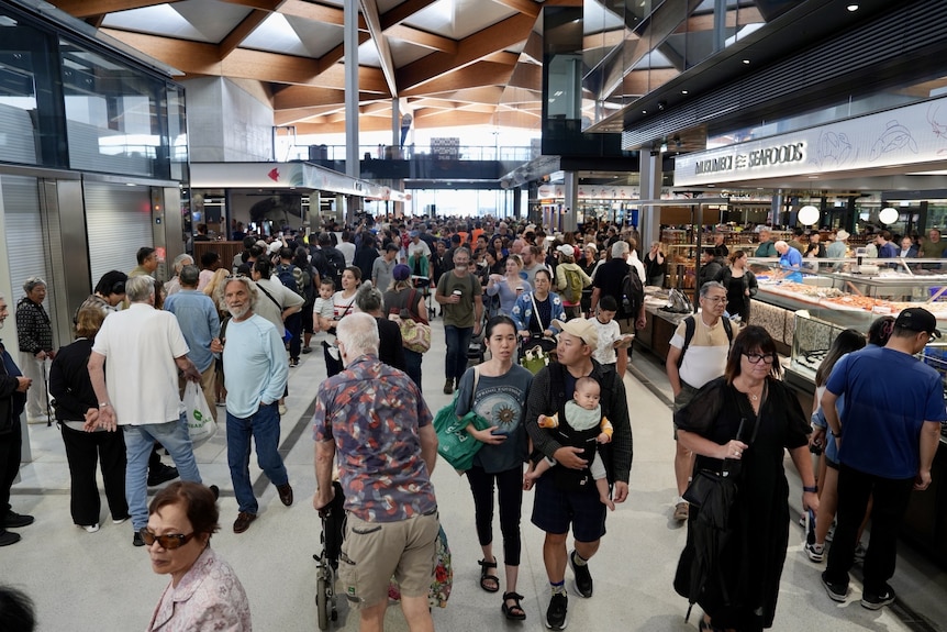 People at the new sydney fish market