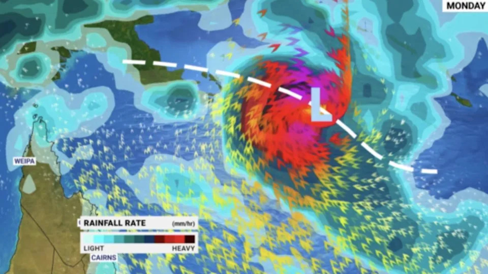 Forecasters are keeping an eye on TC Maila as it rapidly intensifies in the Solomon Sea. Picture: Sky News Australia