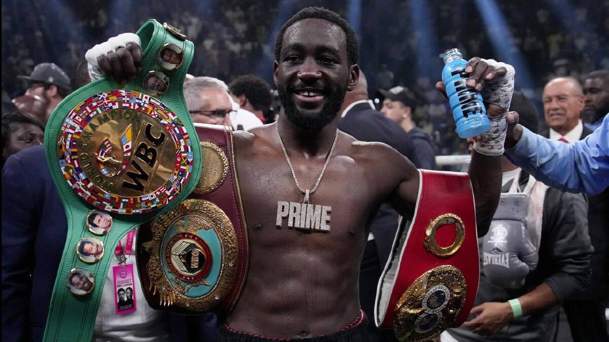 Terence Crawford after beating Errol Spence in 2023. (AP PHOTO)