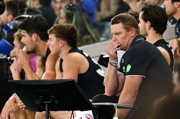 Plenty to think about: Carlton coach Michael Voss says the Blues will get back to work this after another woeful fadeout, this time against North Melbourne.