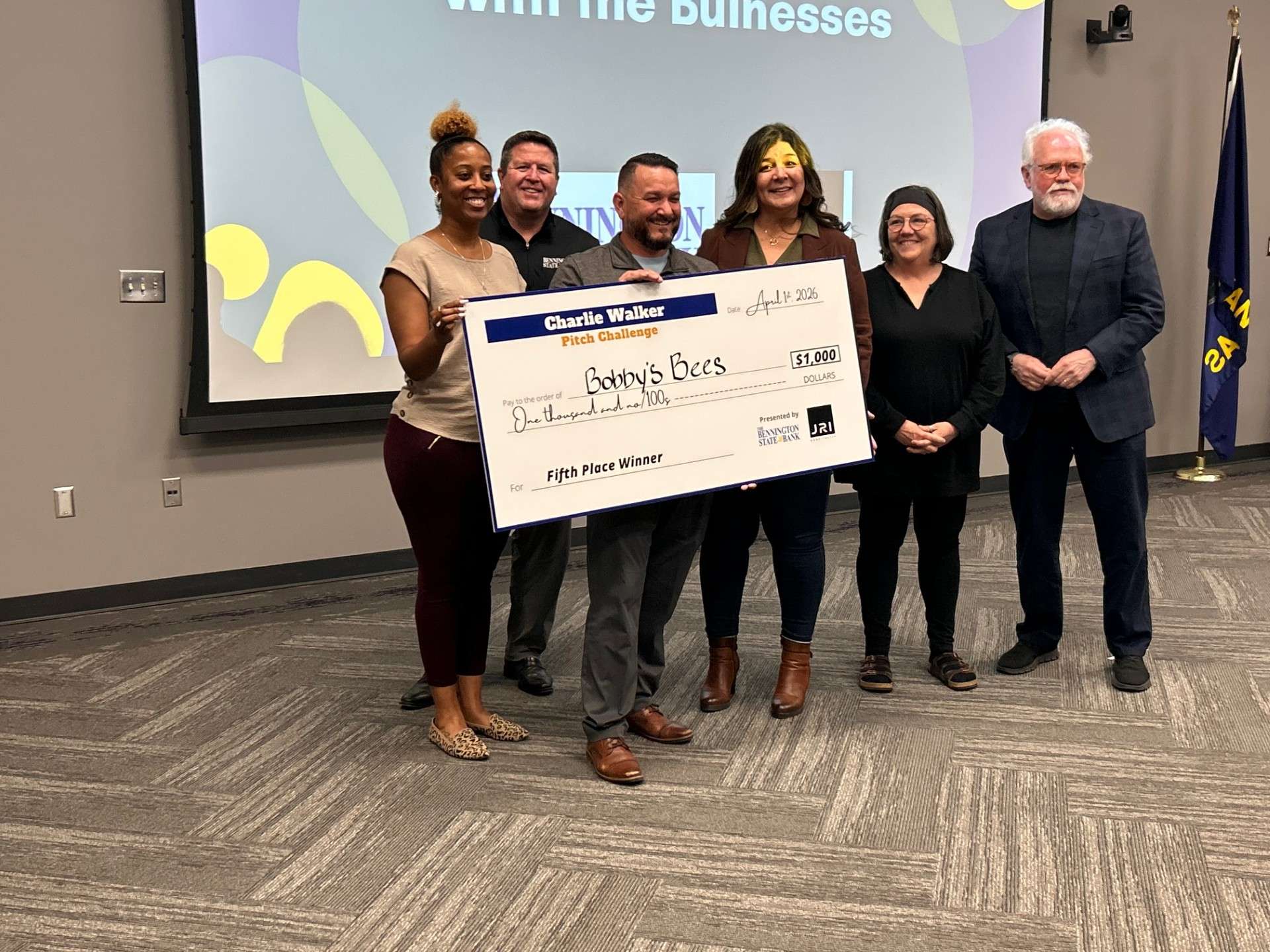 William Hieronymus of Bobby's Bees gets to invest $1,000 into his company Bobby's Bees after placing 5th in the challenge - Photo, Salina Community Economic Development Organization