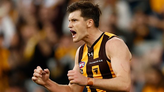 Mitch Lewis kicked straight with less than a minute to go to level scores in an epic Easter Monday clash