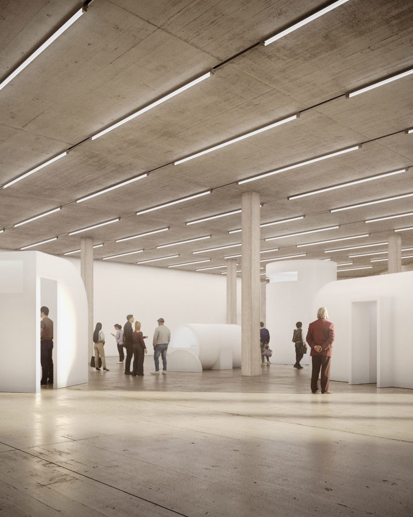 Concrete gallery interior in Seoul