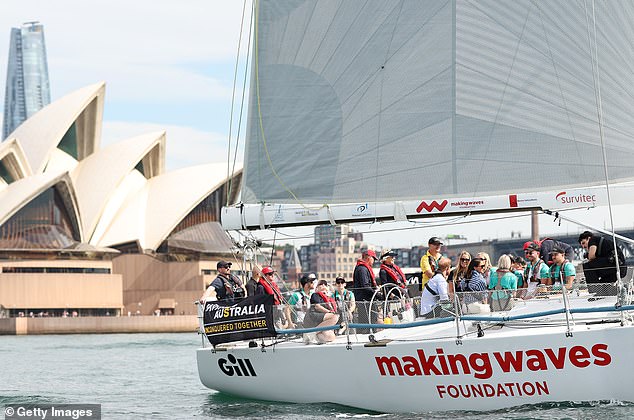 SYDNEY, AUSTRALIA - APRIL 17: Prince Harry, Duke of Sussex and Meghan, Duchess of Sussex sail on Sydney Harbour with members of Invictus Australia on April 17, 2026 in Sydney, Australia. The Duke and Duchess of Sussex are on a four-day visit to Australia, with engagements across Melbourne, Canberra and Sydney. (Photo by Cameron Spencer/Getty Images)