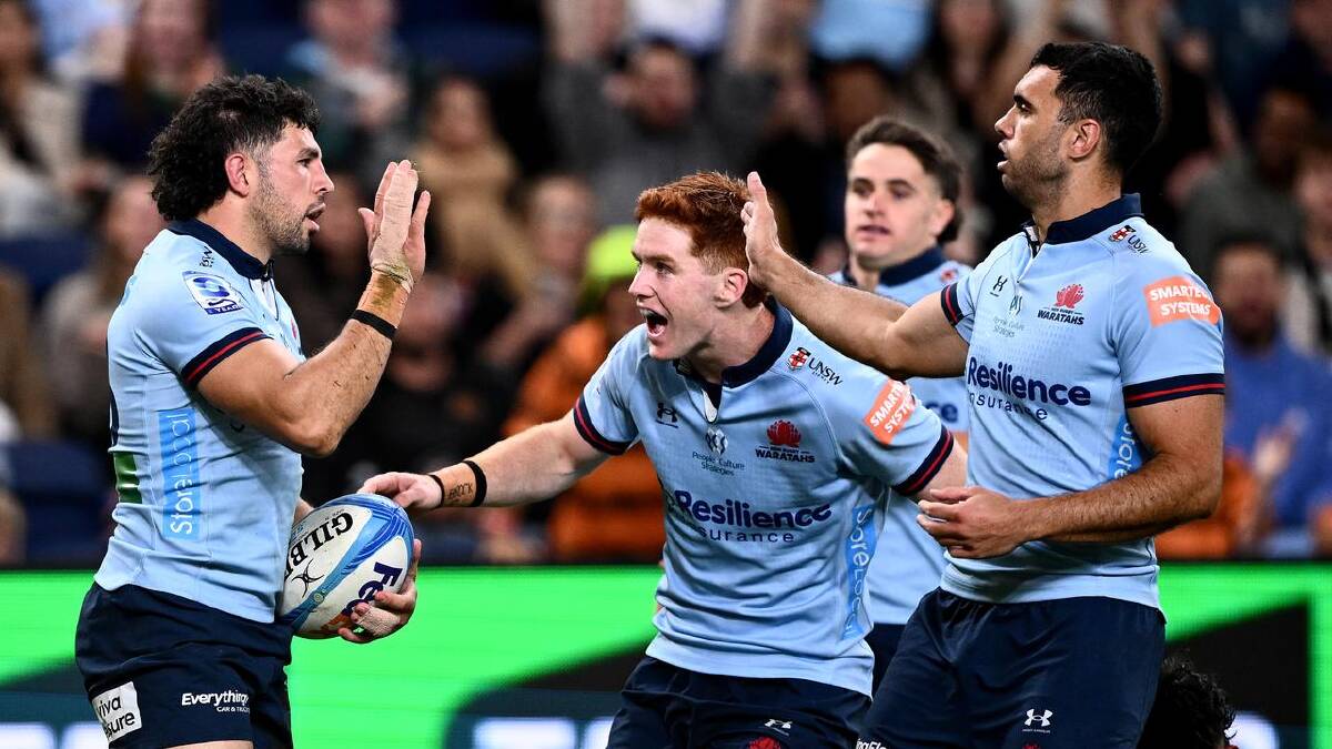 Home team the NSW Waratahs defeated Moana Pasifika 29-14 in a lightning-delayed clash. (Dan Himbrechts/AAP PHOTOS)