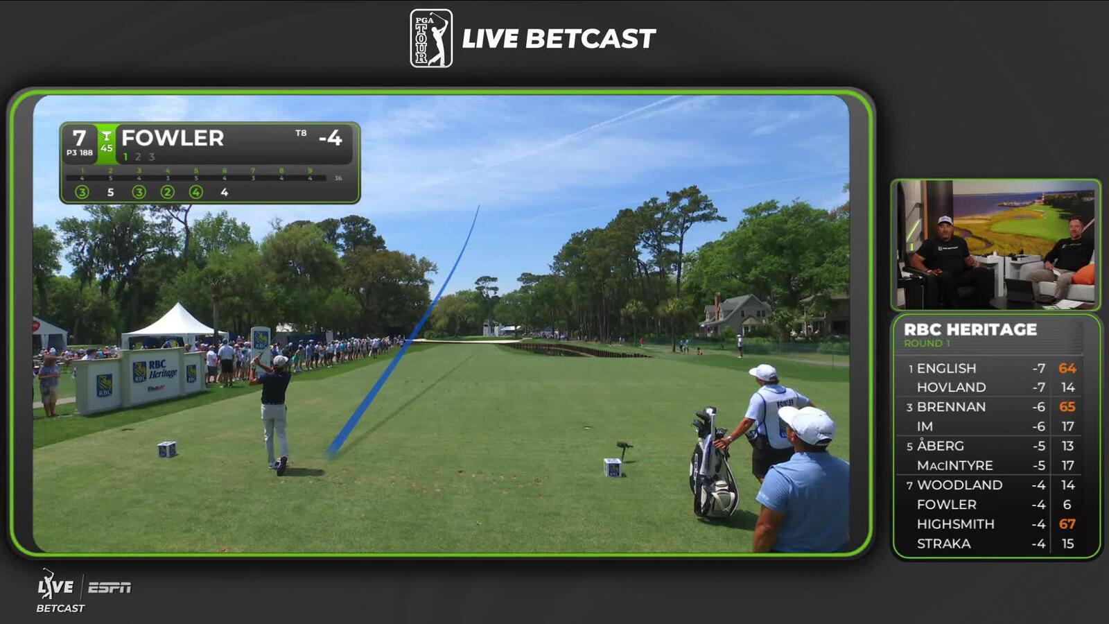 Rickie Fowler makes fifth birdie of the day on No. 7 at RBC Heritage