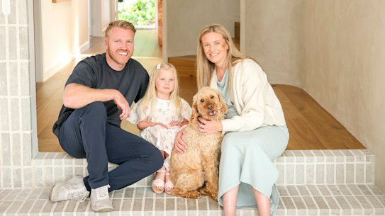 Mitch and Corinne Pryor, with daughter Audrey, whose home was featured in Grand Designs: Transformations and is now for sale.