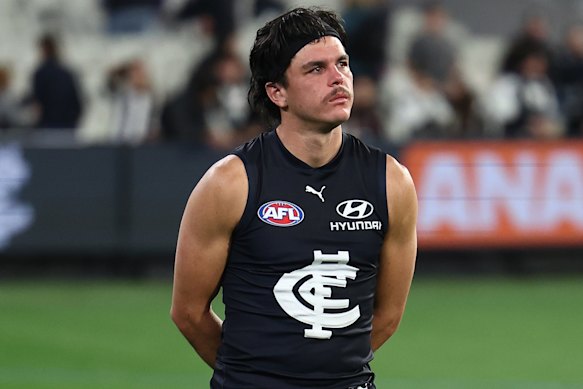 Elijah Hollands after the loss to the Magpies on Thursday night.