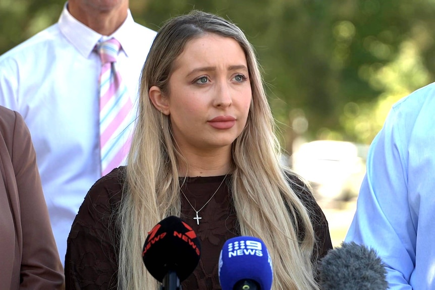 One Nation's Chantelle Thomas at a media conference.