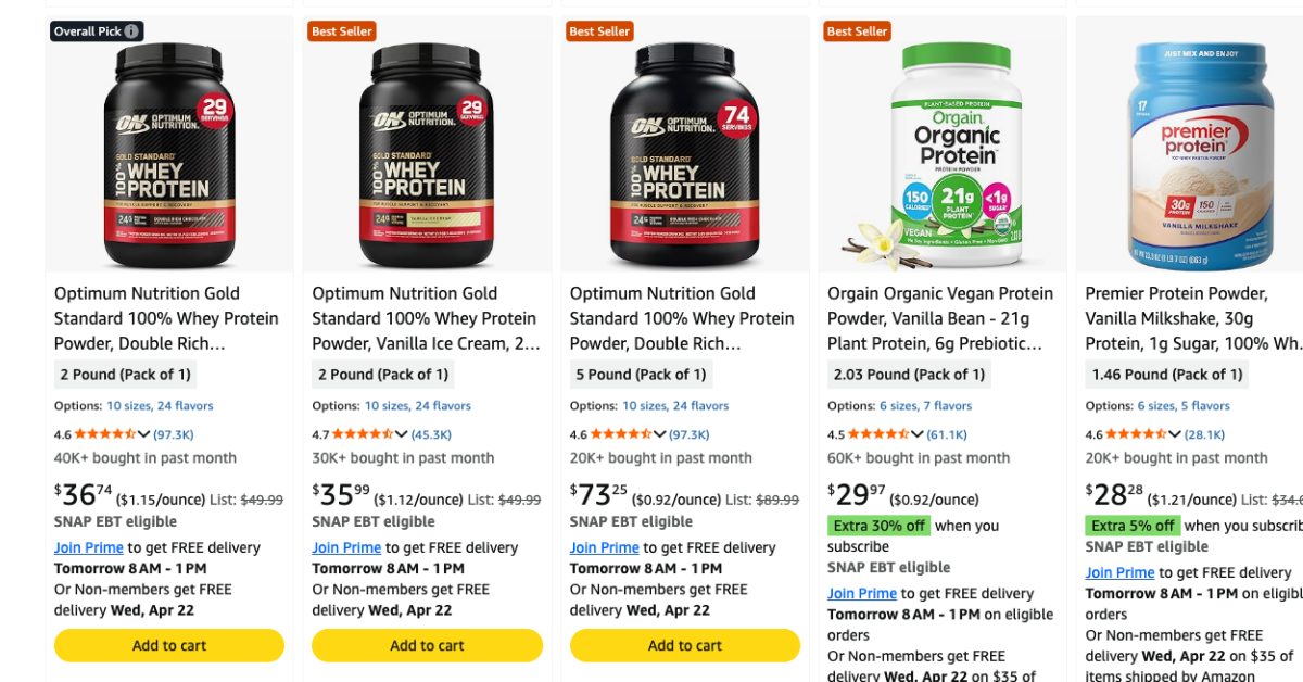 Optimum Nutrition, Pure Protein, more