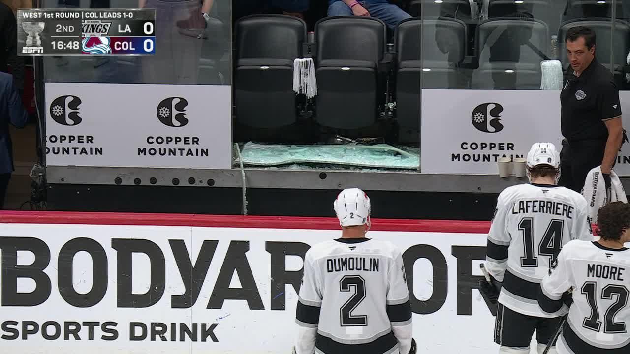 Celebrating fans cause glass panel to shatter in Kings-Avs