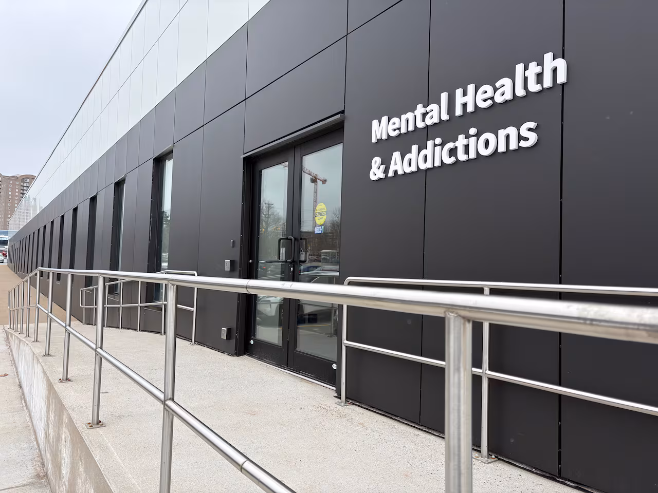 The entrance to a new medical clinic that is attached to a mall.