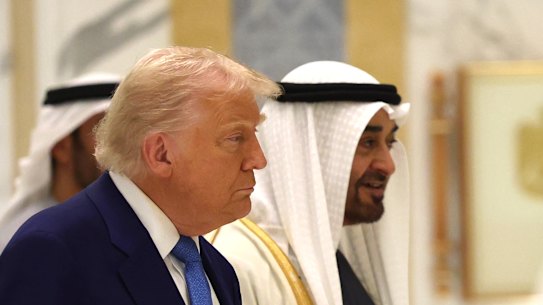 Asking for a little help from his friends: UAE President Sheikh Mohamed bin Zayed Al Nahyan with Donald Trump.