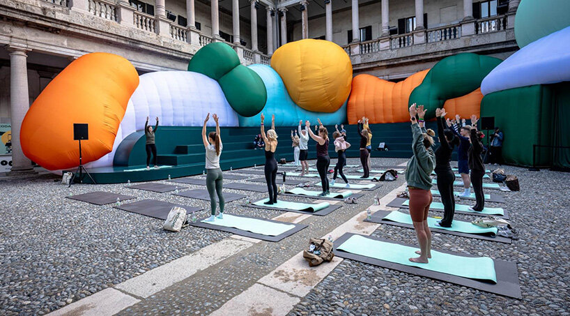 inflatable clay-like landscape by ulises studio fills palazzo del senato in milan with color - 7
