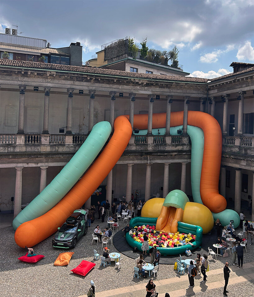 inflatable clay-like landscape by ulises studio fills palazzo del senato in milan with color - 9