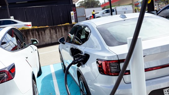 An EV charging station in Seven Hills, Sydney.