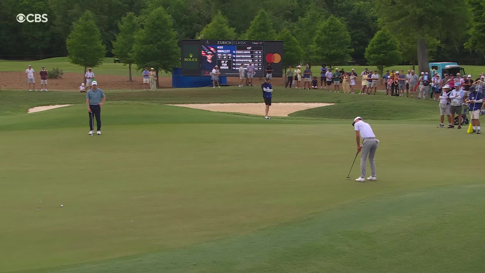 Smalley/Springer sinks a 25-foot birdie putt on No. 14 at Zurich Classic