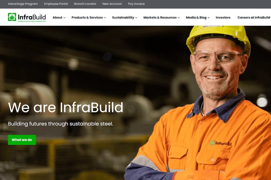 The website of a business called Infrabuild.