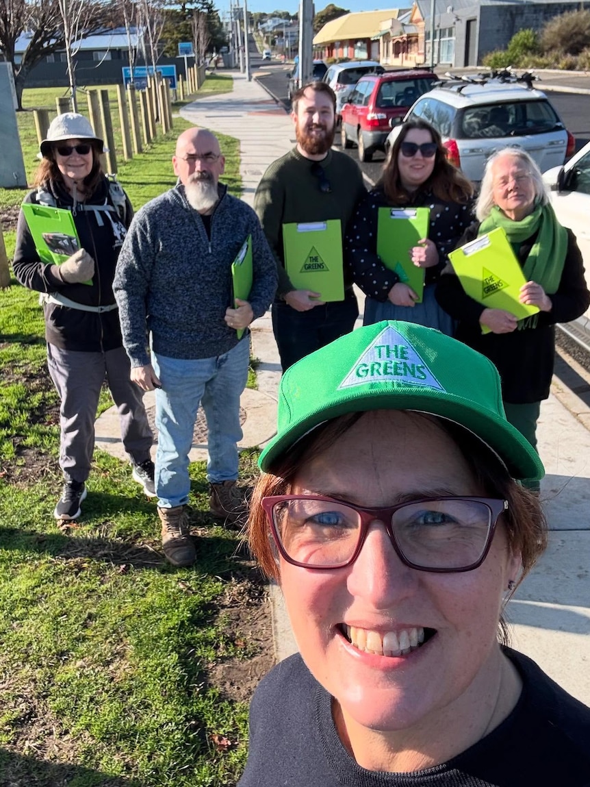 Vanessa Bleyer campaigning with others for The Greens.