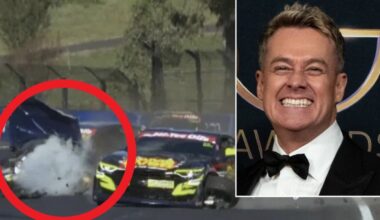 TV star Grant Denyer hospitalised after three-car collision during Bathurst 6 Hour race at Mount Panorama, video, latest news