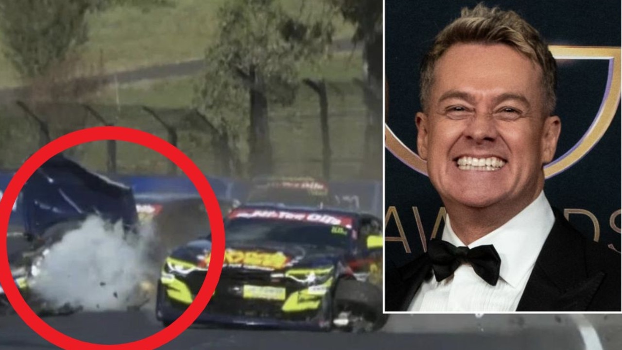 TV star Grant Denyer hospitalised after three-car collision during Bathurst 6 Hour race at Mount Panorama, video, latest news