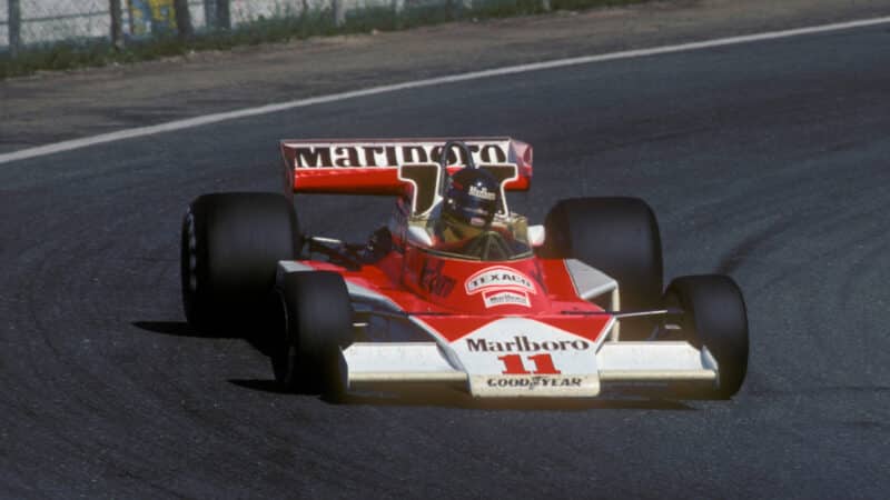 James Hunt (McLaren-Ford) in the 1976 Spanish Grand Prix at Jarama