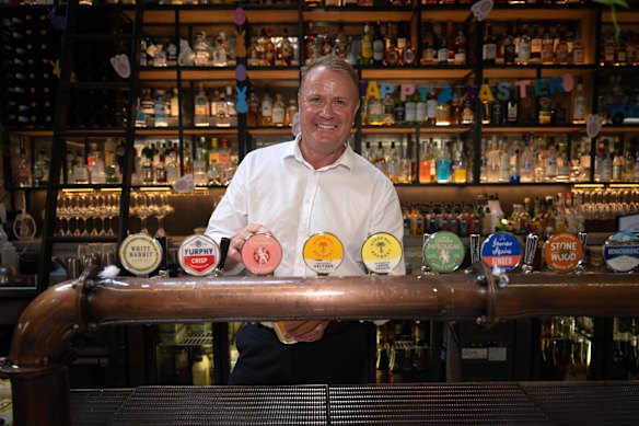 Andrew Lethlean behind the bar at his Bendigo pub last year.