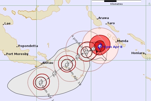 A cylone track map from the BOM that shows TC Maila tacking southwest and weakening. 