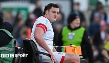 Angus Bell is taken off the pitch on a cart during Friday's defeat by Leinster